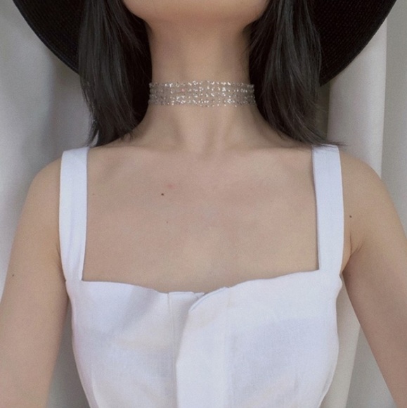 Choker Necklace Gold Glitter Sparkle Mesh Choker Adjustable NWT - Picture 2 of 3